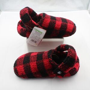 Crocs Classic Cozzzy Slipper Mens 4 Womens 6 Clog Buffalo Check Plaid Red Black